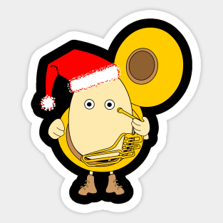 Santa Tuba Player Egghead Sticker